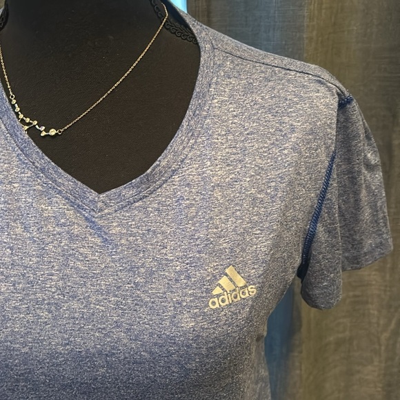 Blue ADIDAS short Sleeve V Neck - Picture 2 of 4